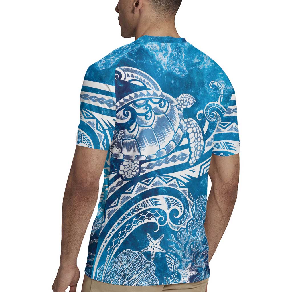 World Ocean Day Polynesian Pattern Rugby Jersey Crystal Waves LT7 - Polynesian Pride