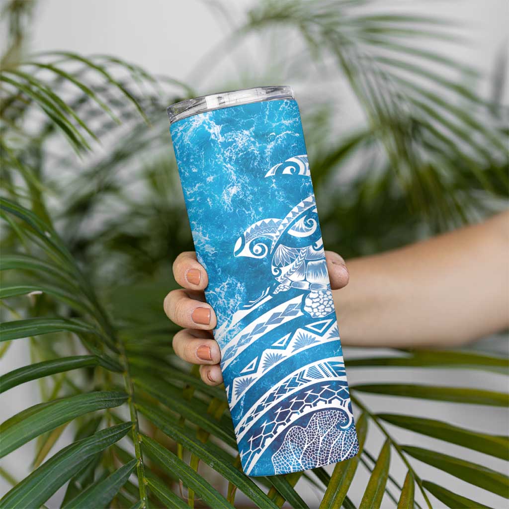 World Ocean Day Polynesian Pattern Skinny Tumbler Crystal Waves LT7 - Polynesian Pride