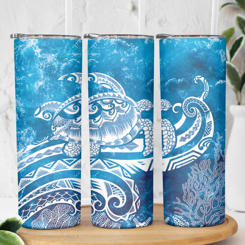 World Ocean Day Polynesian Pattern Skinny Tumbler Crystal Waves LT7 - Polynesian Pride