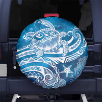 World Ocean Day Polynesian Pattern Spare Tire Cover Crystal Waves LT7 No hole Blue - Polynesian Pride