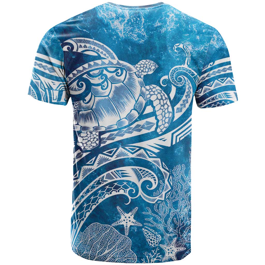 World Ocean Day Polynesian Pattern T Shirt Crystal Waves LT7 - Polynesian Pride