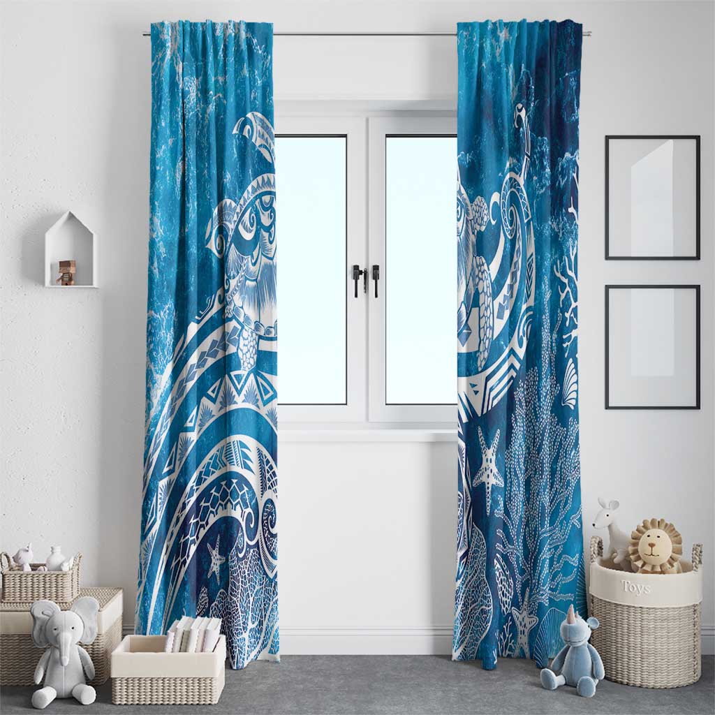 World Ocean Day Polynesian Pattern Window Curtain Crystal Waves LT7 - Polynesian Pride