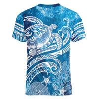 World Ocean Day Polynesian Pattern Women V-Neck T-Shirt Crystal Waves LT7 - Polynesian Pride
