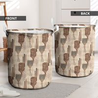Aloha Hawaii Vintage Kahili Pa'a Lima Laundry Basket Palaka Print Cozy Beige LT7 - Polynesian Pride