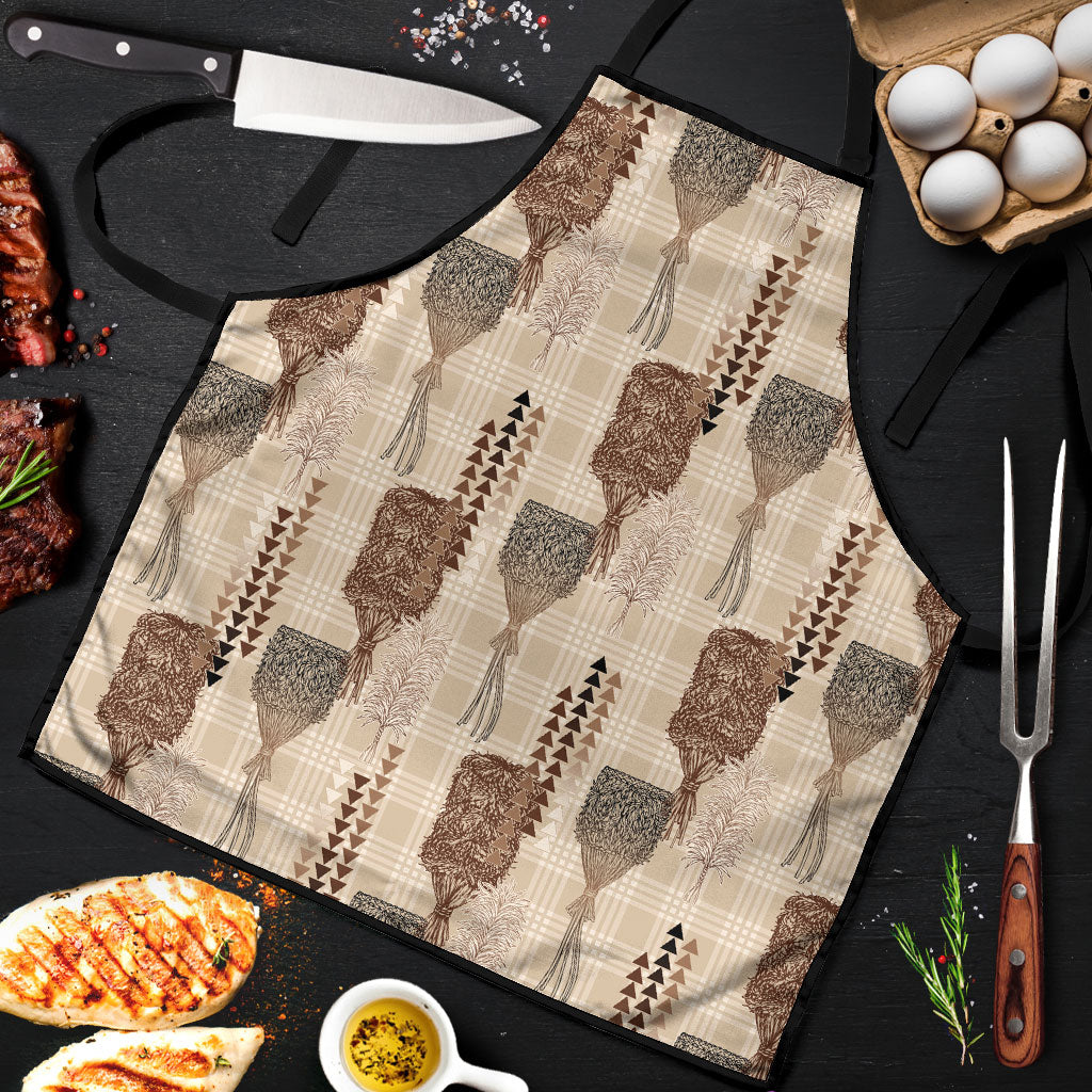 Aloha Hawaii Vintage Kahili Pa'a Lima Apron Palaka Print Cozy Beige LT7 Beige - Polynesian Pride
