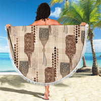 Aloha Hawaii Vintage Kahili Pa'a Lima Beach Blanket Palaka Print Cozy Beige LT7 - Polynesian Pride