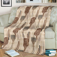 Aloha Hawaii Vintage Kahili Pa'a Lima Blanket Palaka Print Cozy Beige LT7 - Polynesian Pride