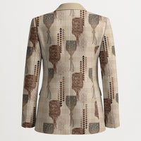 Aloha Hawaii Vintage Kahili Pa'a Lima Blazer Palaka Print Cozy Beige LT7 - Polynesian Pride