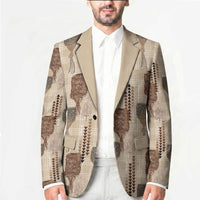 Aloha Hawaii Vintage Kahili Pa'a Lima Blazer Palaka Print Cozy Beige LT7 - Polynesian Pride