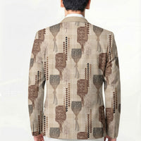 Aloha Hawaii Vintage Kahili Pa'a Lima Blazer Palaka Print Cozy Beige LT7 - Polynesian Pride