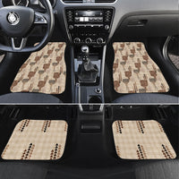 Aloha Hawaii Vintage Kahili Pa'a Lima Car Mats Palaka Print Cozy Beige LT7 Set 4pcs Beige - Polynesian Pride
