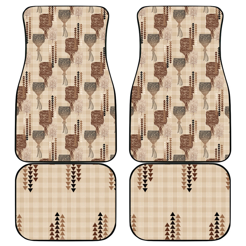Aloha Hawaii Vintage Kahili Pa'a Lima Car Mats Palaka Print Cozy Beige LT7 - Polynesian Pride