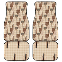 Aloha Hawaii Vintage Kahili Pa'a Lima Car Mats Palaka Print Cozy Beige LT7 - Polynesian Pride
