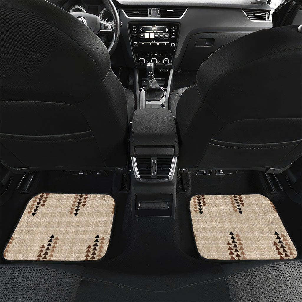 Aloha Hawaii Vintage Kahili Pa'a Lima Car Mats Palaka Print Cozy Beige LT7 Set 2pcs - Back Beige - Polynesian Pride