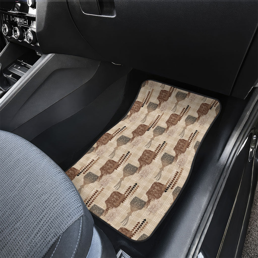 Aloha Hawaii Vintage Kahili Pa'a Lima Car Mats Palaka Print Cozy Beige LT7 - Polynesian Pride
