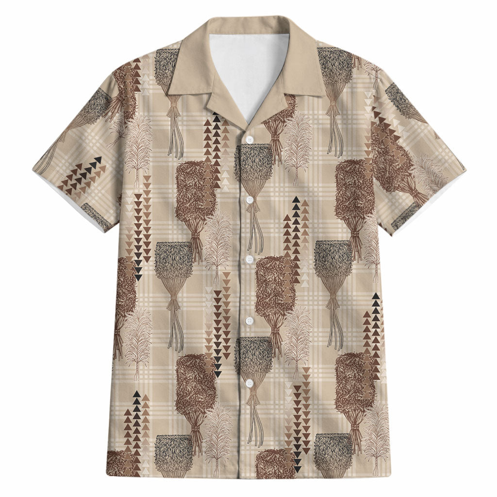 Aloha Hawaii Vintage Kahili Pa'a Lima Hawaiian Shirt Palaka Print Cozy Beige LT7 Beige - Polynesian Pride