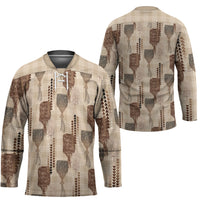Aloha Hawaii Vintage Kahili Pa'a Lima Hockey Jersey Palaka Print Cozy Beige LT7 - Polynesian Pride