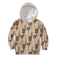 Aloha Hawaii Vintage Kahili Pa'a Lima Kid Hoodie Palaka Print Cozy Beige LT7 Hoodie Beige - Polynesian Pride