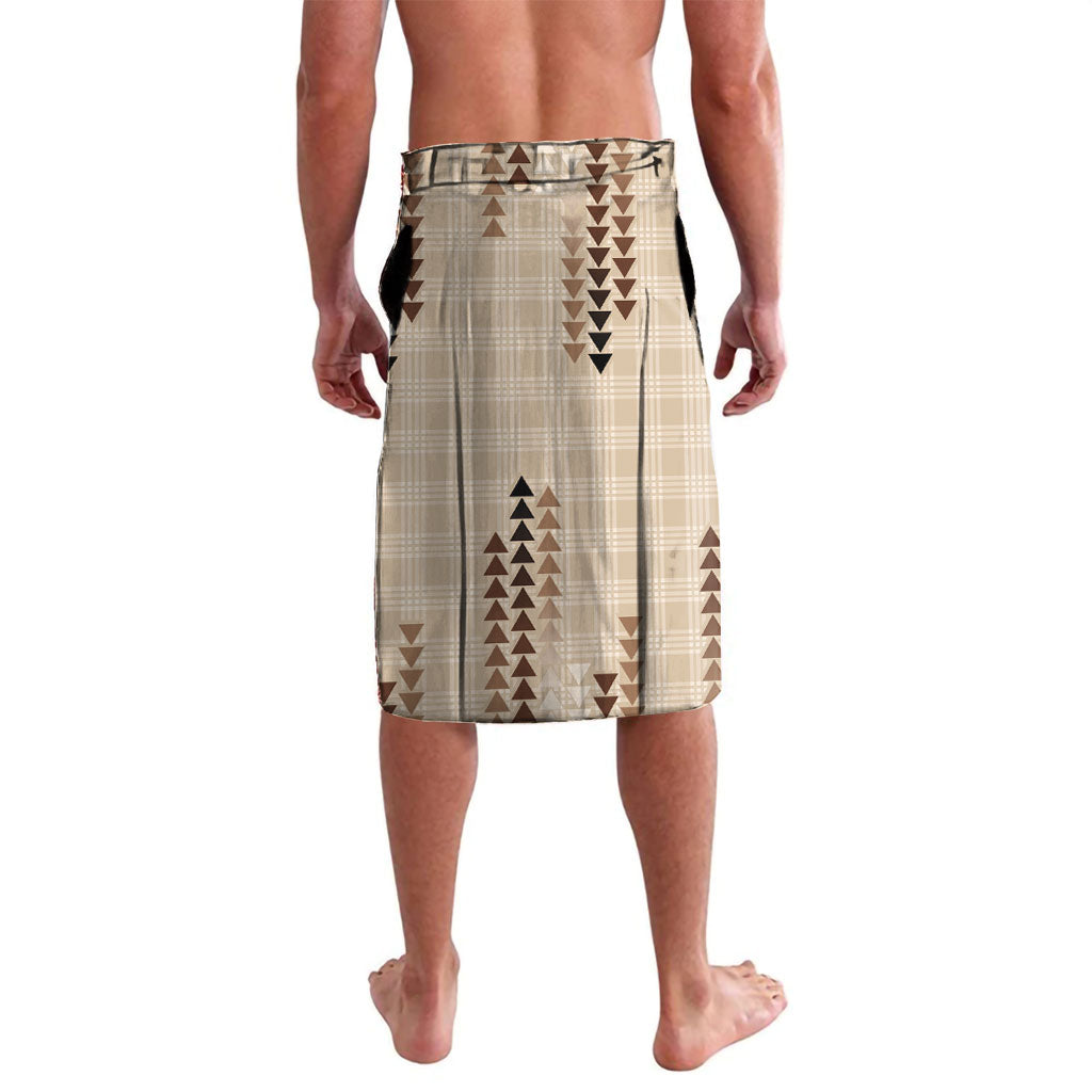 Aloha Hawaii Vintage Kahili Pa'a Lima Lavalava Palaka Print Cozy Beige LT7 - Polynesian Pride