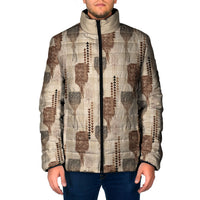 Aloha Hawaii Vintage Kahili Pa'a Lima Padded Jacket Palaka Print Cozy Beige LT7 Men Beige - Polynesian Pride
