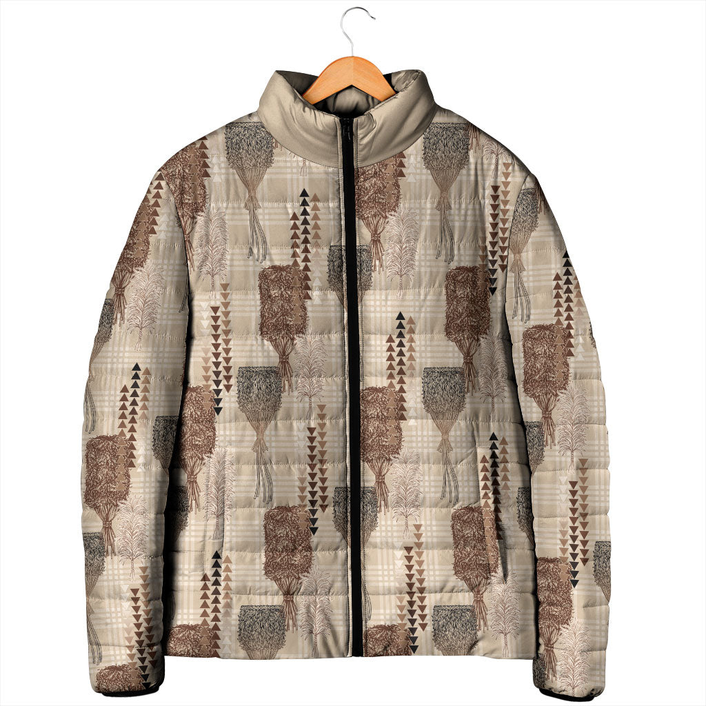 Aloha Hawaii Vintage Kahili Pa'a Lima Padded Jacket Palaka Print Cozy Beige LT7 - Polynesian Pride