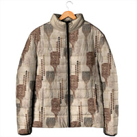Aloha Hawaii Vintage Kahili Pa'a Lima Padded Jacket Palaka Print Cozy Beige LT7 - Polynesian Pride