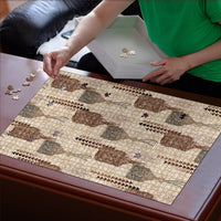 Aloha Hawaii Vintage Kahili Pa'a Lima Puzzle Palaka Print Cozy Beige LT7 - Polynesian Pride