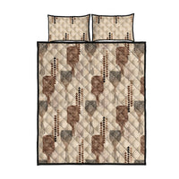 Aloha Hawaii Vintage Kahili Pa'a Lima Quilt Bed Set Palaka Print Cozy Beige LT7 - Polynesian Pride