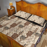 Aloha Hawaii Vintage Kahili Pa'a Lima Quilt Bed Set Palaka Print Cozy Beige LT7 - Polynesian Pride