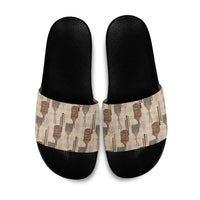 Aloha Hawaii Vintage Kahili Pa'a Lima Slide Sandals Palaka Print Cozy Beige LT7 Beige - Polynesian Pride