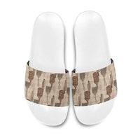 Aloha Hawaii Vintage Kahili Pa'a Lima Slide Sandals Palaka Print Cozy Beige LT7 Beige - Polynesian Pride