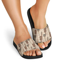 Aloha Hawaii Vintage Kahili Pa'a Lima Slide Sandals Palaka Print Cozy Beige LT7 - Polynesian Pride