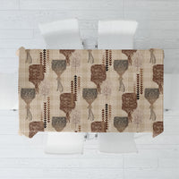 Aloha Hawaii Vintage Kahili Pa'a Lima Tablecloth Palaka Print Cozy Beige LT7 Beige - Polynesian Pride