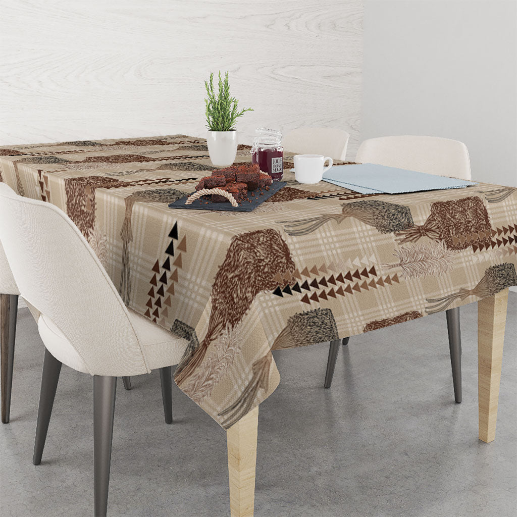 Aloha Hawaii Vintage Kahili Pa'a Lima Tablecloth Palaka Print Cozy Beige LT7 - Polynesian Pride