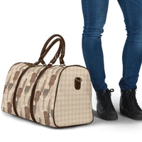 Aloha Hawaii Vintage Kahili Pa'a Lima Travel Bag Palaka Print Cozy Beige LT7 - Polynesian Pride