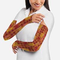 Aloha Hawaii Vintage Kahili Pa'a Lima Arm Sleeves Palaka Print Hilo Royal Red-Yellow LT7 - Polynesian Pride