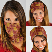 Aloha Hawaii Vintage Kahili Pa'a Lima Neck Gaiter Palaka Print Hilo Royal Red-Yellow LT7 - Polynesian Pride