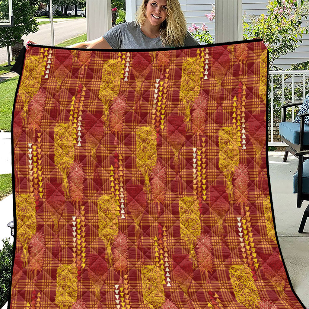 Aloha Hawaii Vintage Kahili Pa'a Lima Quilt Palaka Print Hilo Royal Red-Yellow LT7 Red - Polynesian Pride