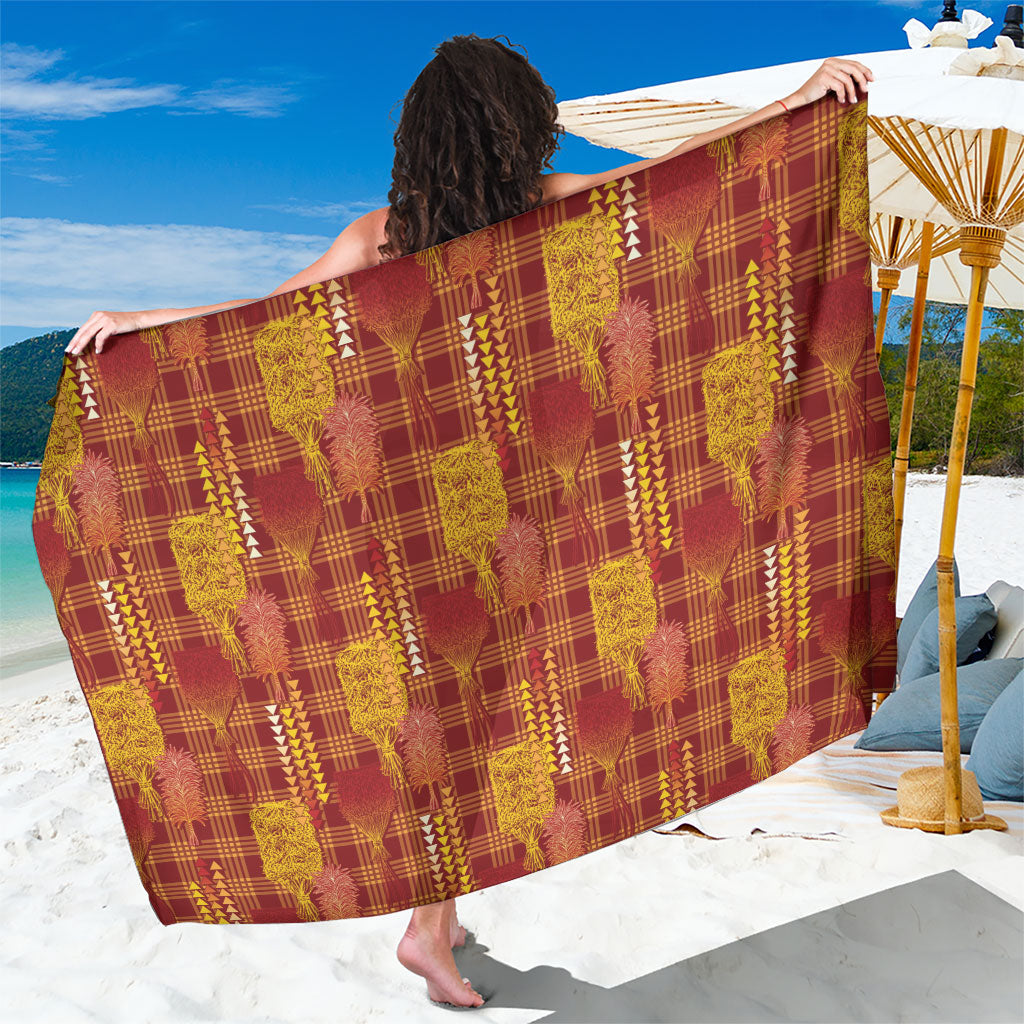 Aloha Hawaii Vintage Kahili Pa'a Lima Sarong Palaka Print Hilo Royal Red-Yellow LT7 One Size 44 x 66 inches Red - Polynesian Pride