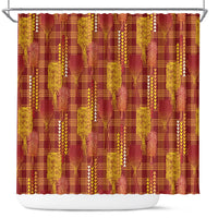 Aloha Hawaii Vintage Kahili Pa'a Lima Shower Curtain Palaka Print Hilo Royal Red-Yellow LT7 Red - Polynesian Pride
