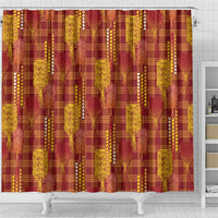 Aloha Hawaii Vintage Kahili Pa'a Lima Shower Curtain Palaka Print Hilo Royal Red-Yellow LT7 - Polynesian Pride