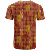 Aloha Hawaii Vintage Kahili Pa'a Lima T Shirt Palaka Print Hilo Royal Red-Yellow LT7 - Polynesian Pride