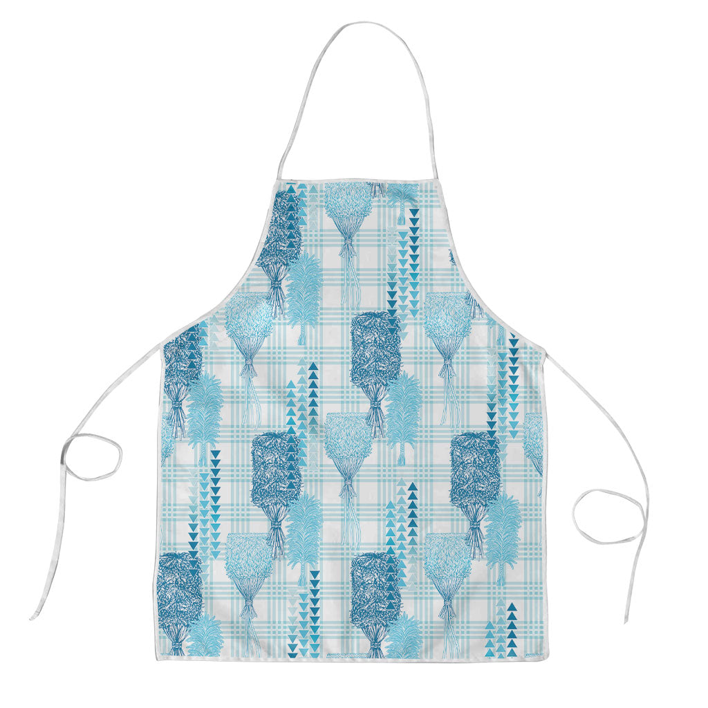 Aloha Hawaii Vintage Kahili Pa'a Lima Apron Palaka Print Oceanic Turquoise LT7 Turquoise - Polynesian Pride