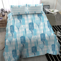 Aloha Hawaii Vintage Kahili Pa'a Lima Bedding Set Palaka Print Oceanic Turquoise LT7 - Polynesian Pride