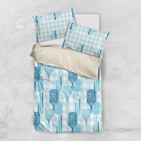 Aloha Hawaii Vintage Kahili Pa'a Lima Bedding Set Palaka Print Oceanic Turquoise LT7 US Twin 172cm x 218cm Turquoise - Polynesian Pride