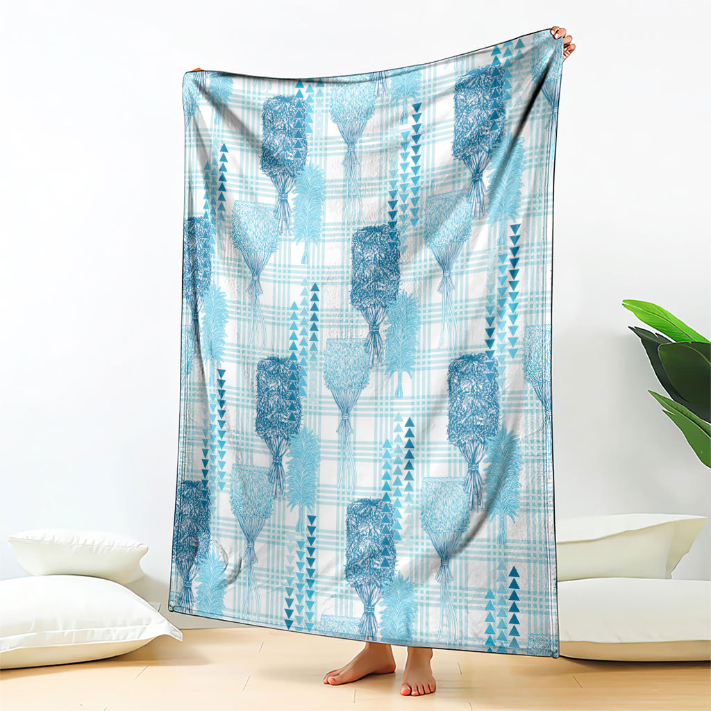 Aloha Hawaii Vintage Kahili Pa'a Lima Blanket Palaka Print Oceanic Turquoise LT7 - Polynesian Pride