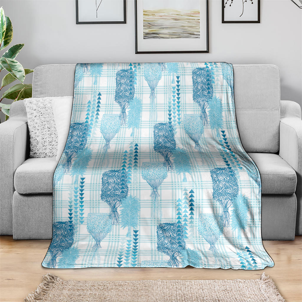 Aloha Hawaii Vintage Kahili Pa'a Lima Blanket Palaka Print Oceanic Turquoise LT7 - Polynesian Pride