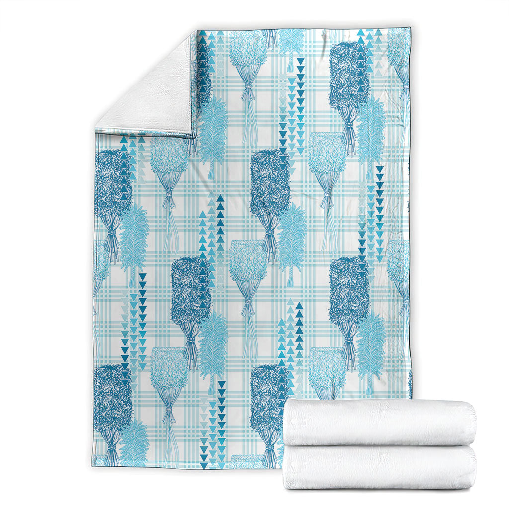 Aloha Hawaii Vintage Kahili Pa'a Lima Blanket Palaka Print Oceanic Turquoise LT7 - Polynesian Pride
