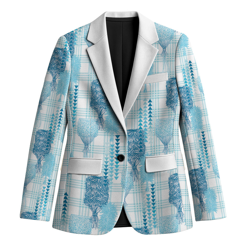 Aloha Hawaii Vintage Kahili Pa'a Lima Blazer Palaka Print Oceanic Turquoise LT7 Unisex Turquoise - Polynesian Pride