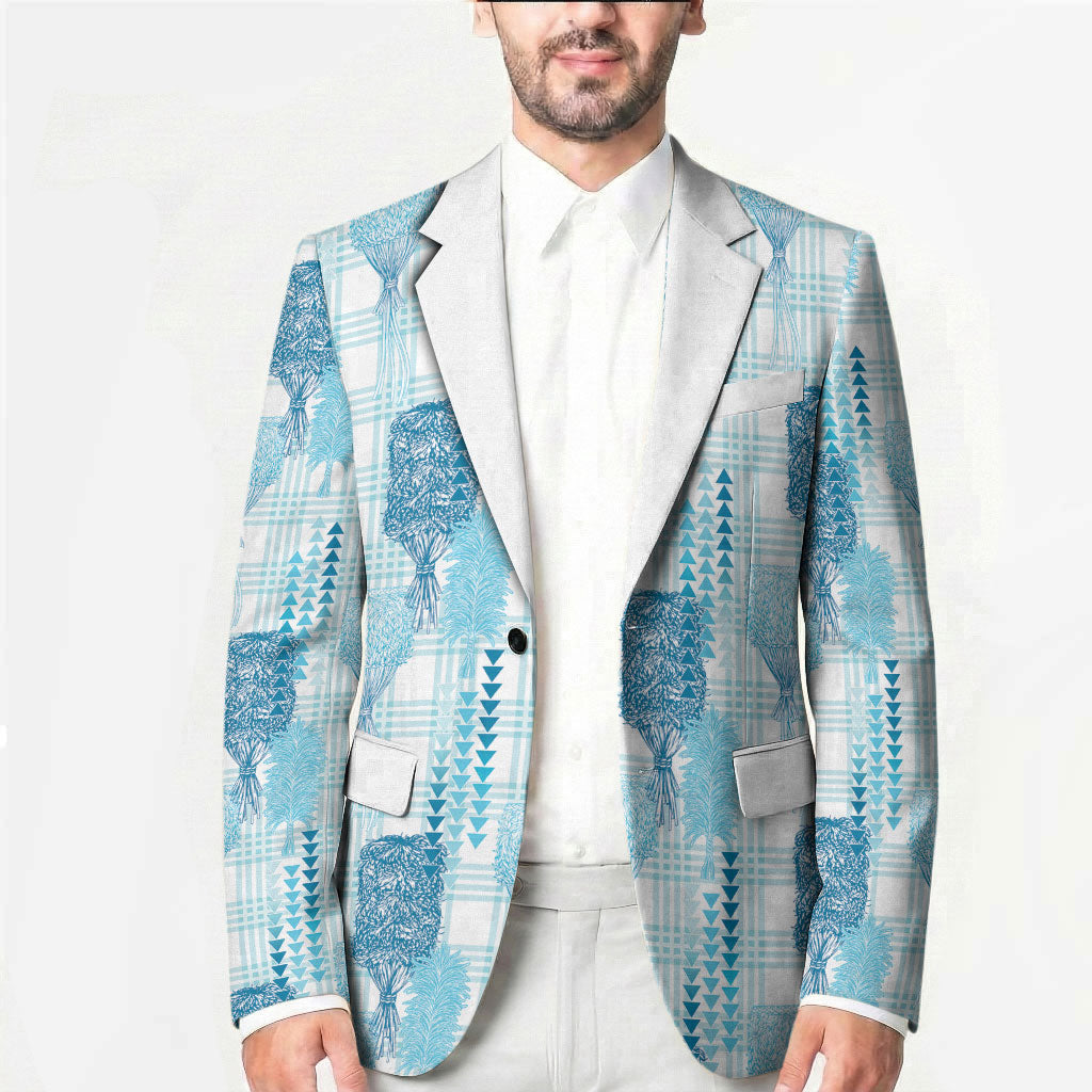 Aloha Hawaii Vintage Kahili Pa'a Lima Blazer Palaka Print Oceanic Turquoise LT7 - Polynesian Pride